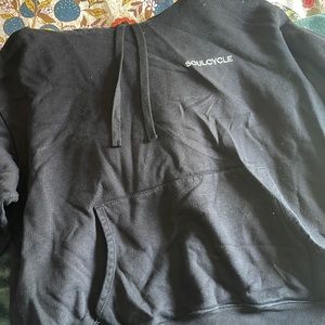 Soulcycle black hoodie with wheel
